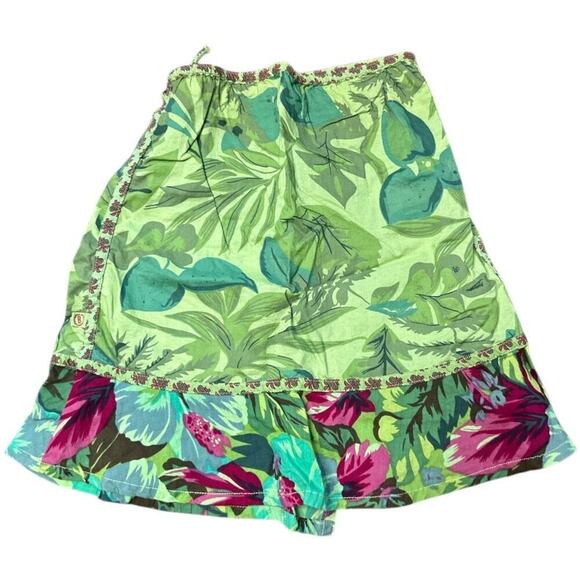 Jean Bourget Green Tropical Print Wrap Skirt Toddler Girls Size 3T - Picture 2 of 3